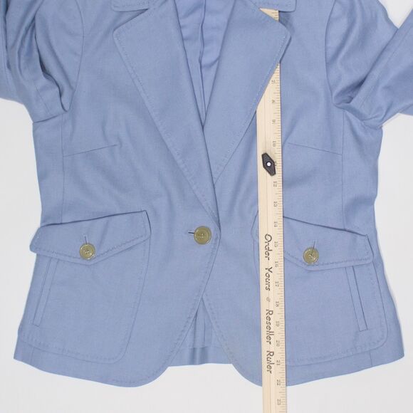 Talbots Light Blue Linen Blend Blazer Buttons Pockets Geek Chic Women Size 6P - Picture 10 of 10